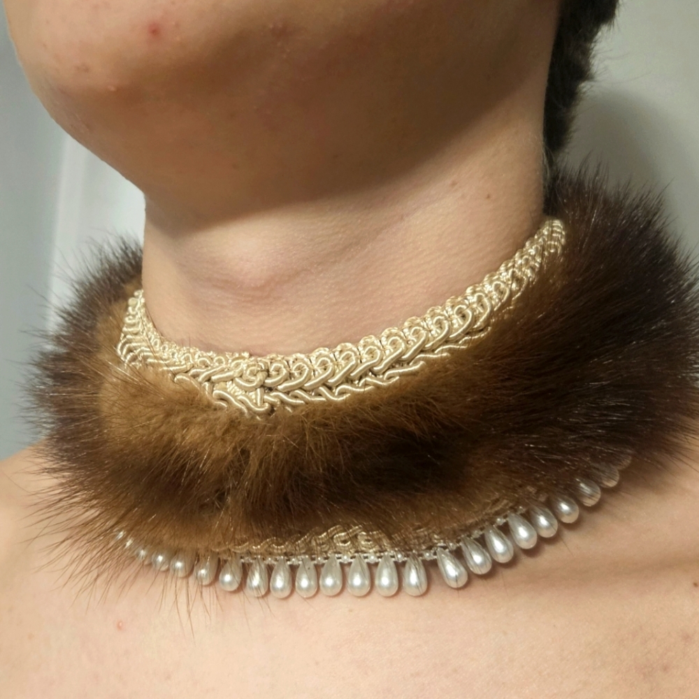 The Minklet Fur Jewelry Collier Collar Necklace Genuine Mink